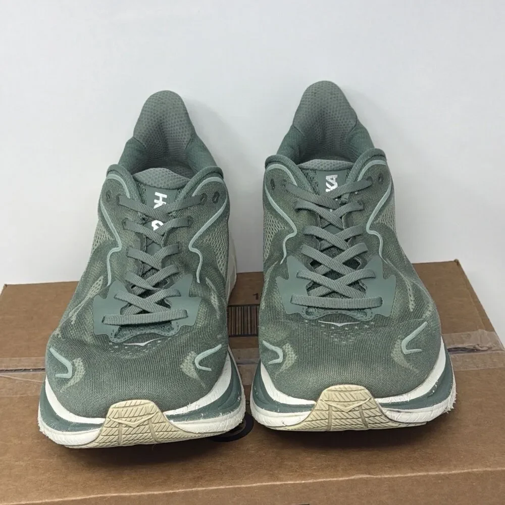HOKA One One Clifton 10 Mens Size 14D Green Running Sneakers + NEW INSOLE